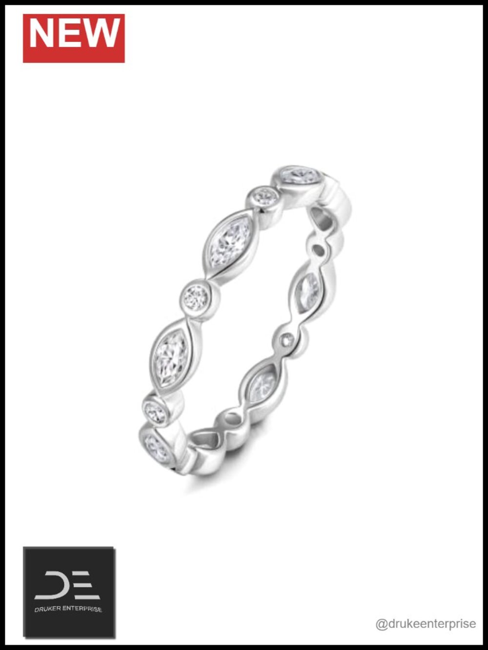 5A Cubic Zirconia Eternity Band 925 Sterling Silver Stackable Wedding Ring
